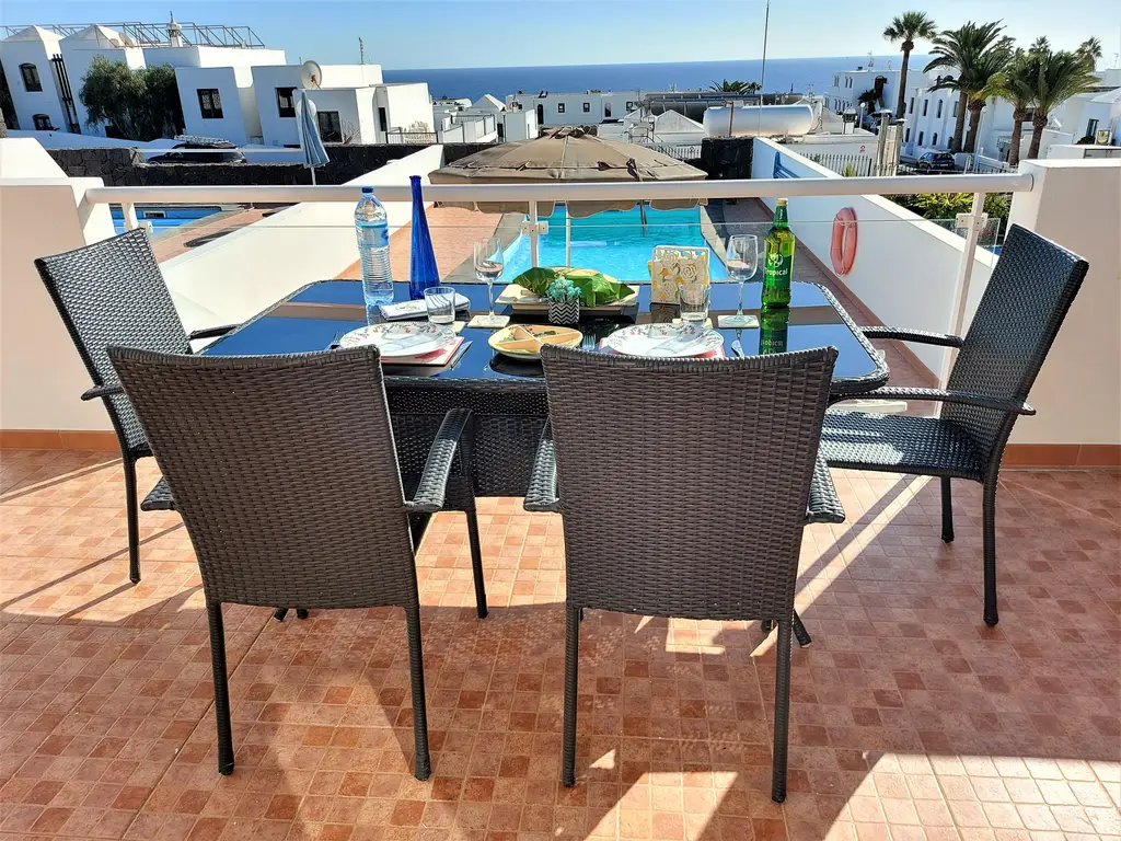 Casa Meldon's sea-view terrace dining area